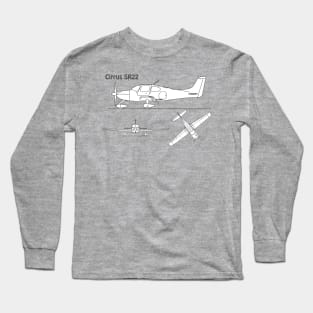 Cirrus SR22 - Airplane Blueprint - SBpng Long Sleeve T-Shirt